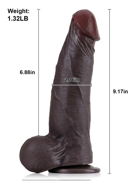 Marcel 9.17" x 2.16" Dual Density Black Dildo