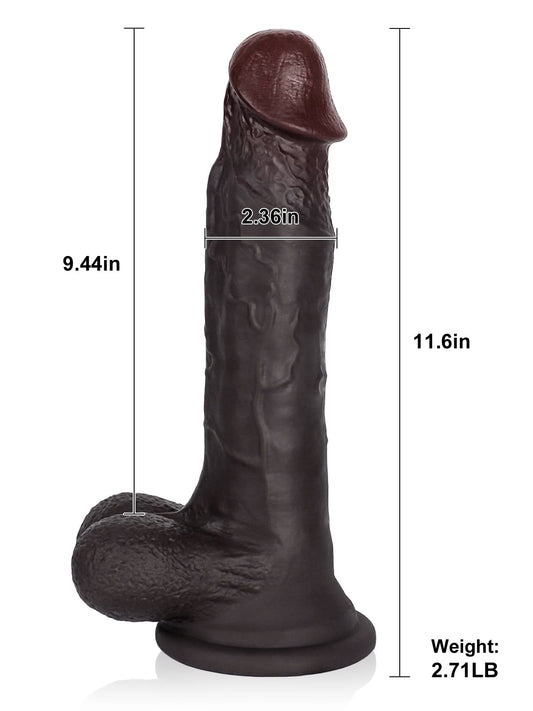 Daelen 11.6" x 2.36" Big Black Realistic Dildo
