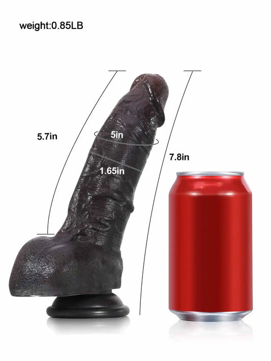 Davs 7.2" x 1.6" Realistic Soft Black Like Dildo for Beginner
