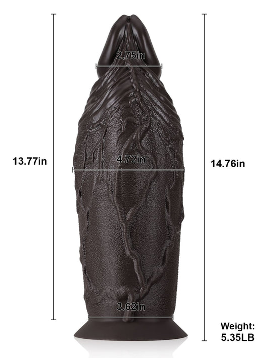 Derick 14.76" x 4.72" Big Fat Black Dildo