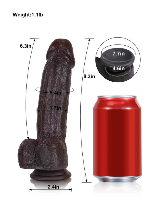Jake 8.3" x 1.7" Slim Realistic BBC Dildo with Bendable Metal Core