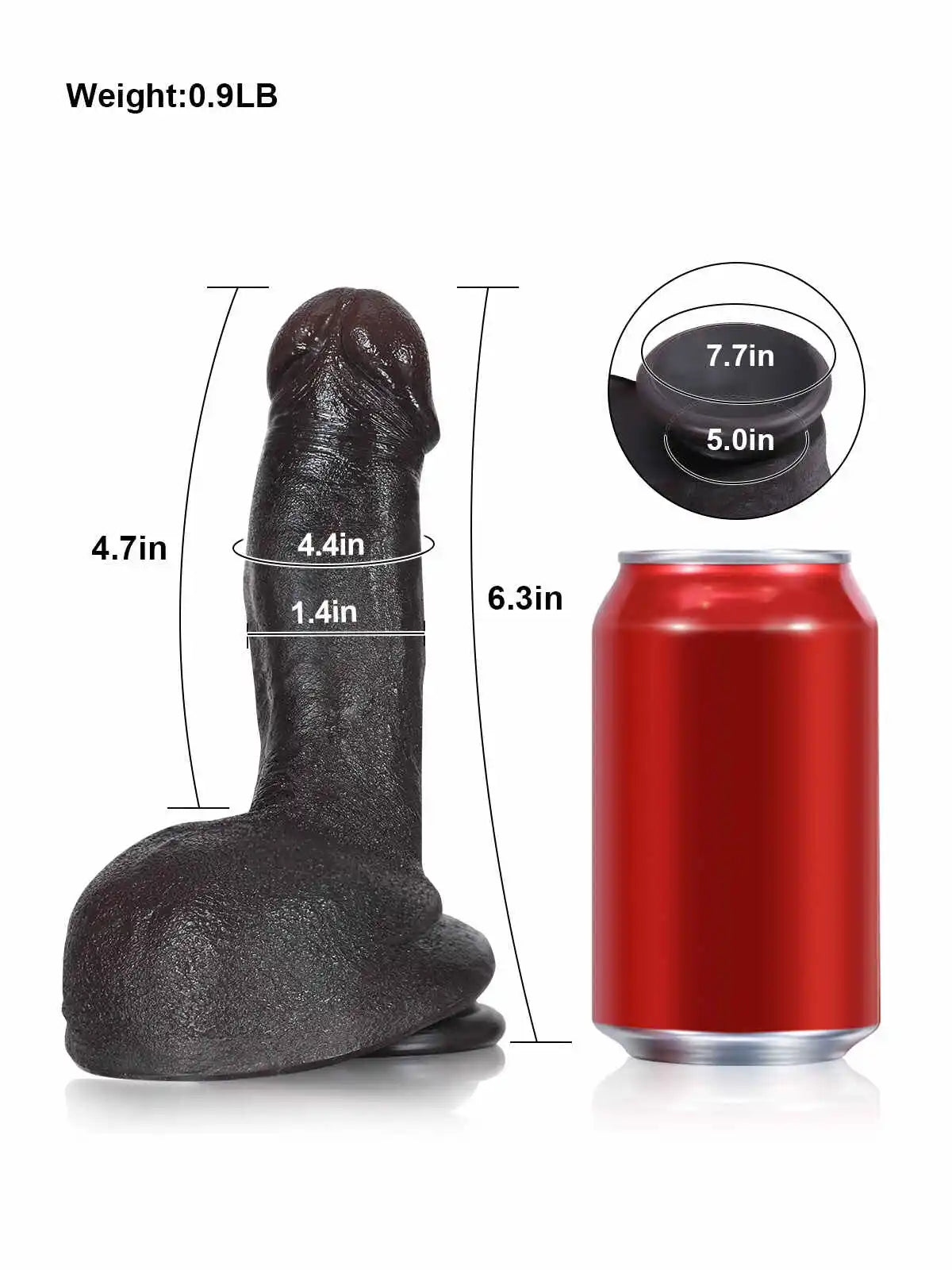 Johe 6.3” x 1.4” Realdick Black Small, Slim & Soft Beginner Dildo