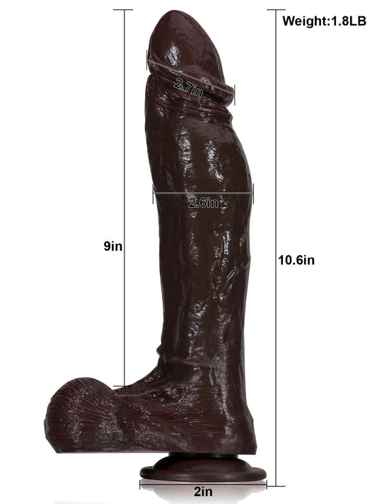 Big Black Thrusting Dildo Jordon 10.6" x 2.6"