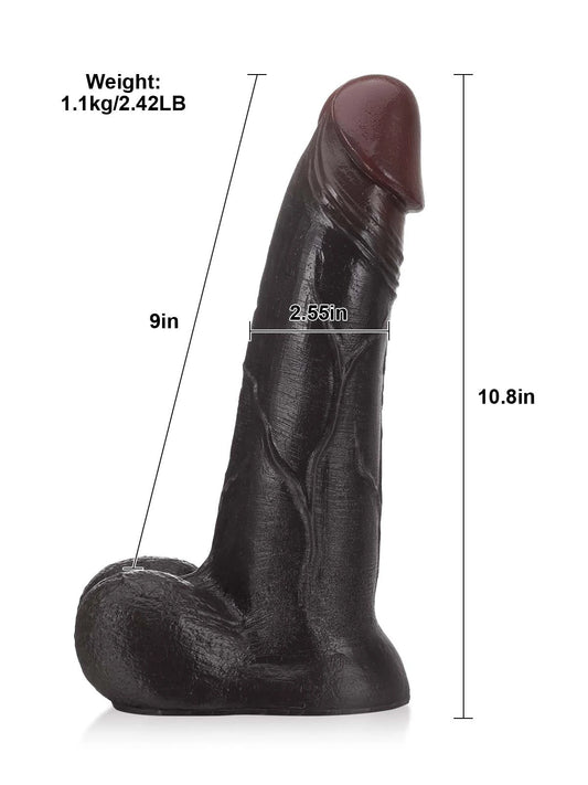Marcellus 10.8 x 9 Sliding Skin Black Dildo