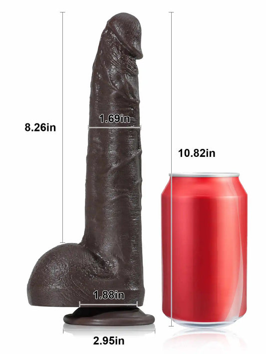 Paulyd 10″ × 1.6″ Large Long Black Dual-Density Dildo
