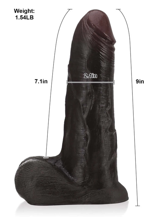 Ryder 9" x 2.1" Sliding-Skin Realistic Black Dildo with Vac-U-Lock Base
