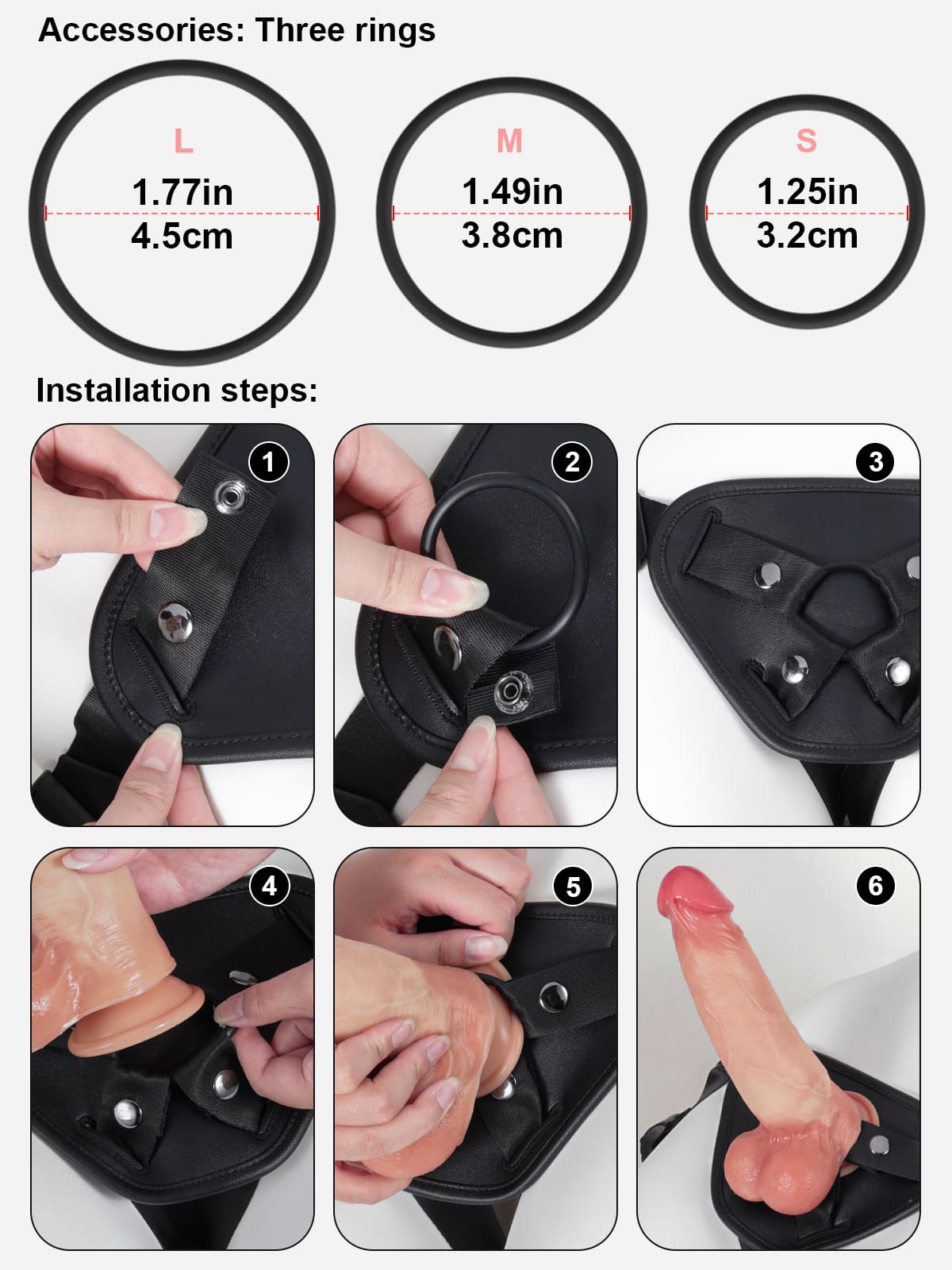 Strap On Dildo Harness With 3 Size O-Rings