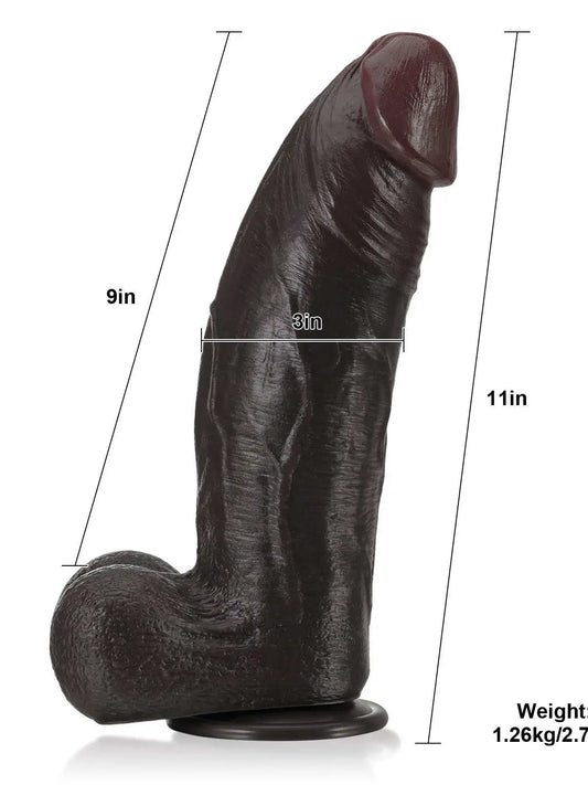 Tavon 11 x 9 Big Thick Black Dildo