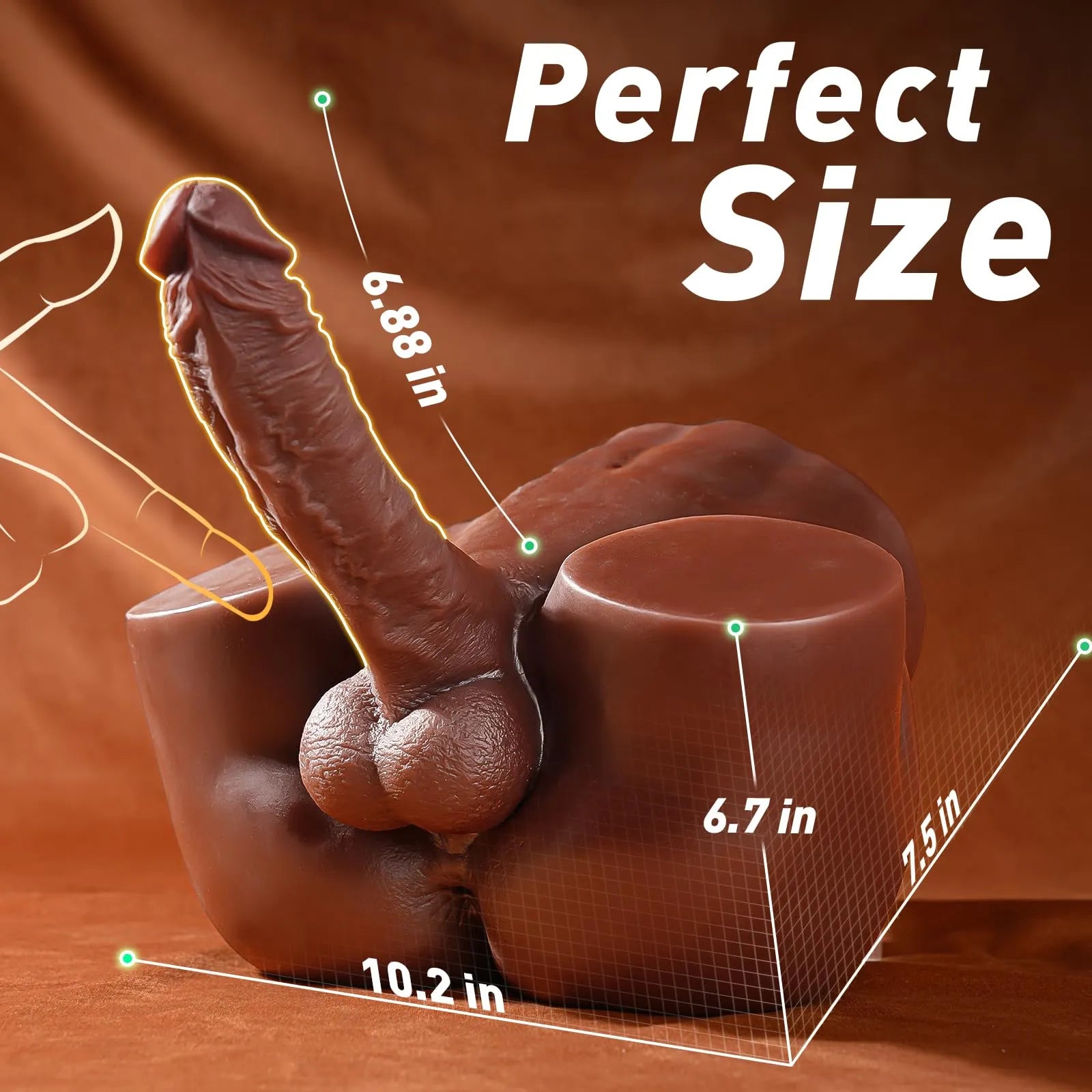 Wythe 10.8 lb Realistic Big Booty Black Dildo Torso with 6.9" Dildo