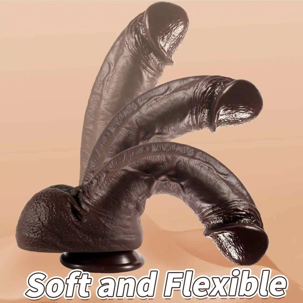 Aaron 10.8" x 1.8" Dual Density Realistic Black Silicone Dildo