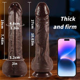 Aaron 10.8" x 1.8" Dual Density Realistic Black Silicone Dildo