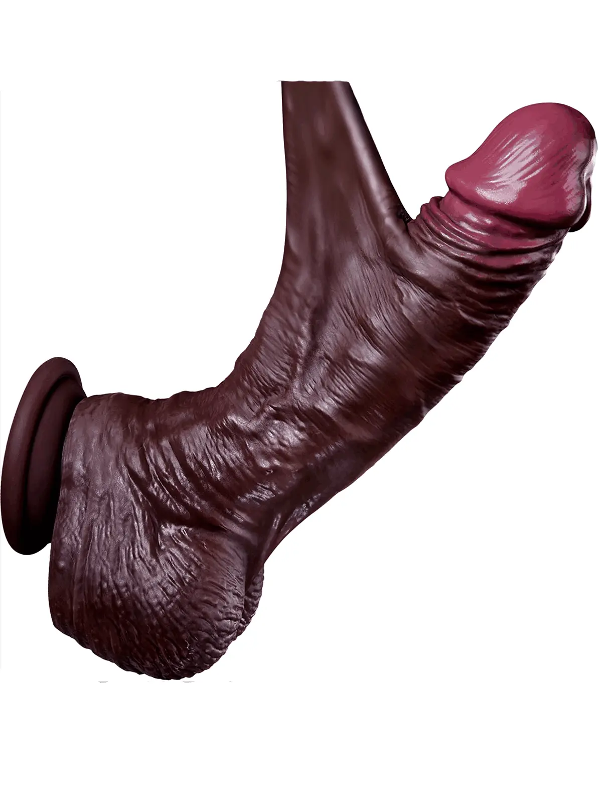 Evans 8" x 1.6" Sliding Skin Black Dildo with Realistic Veins & Movable Balls