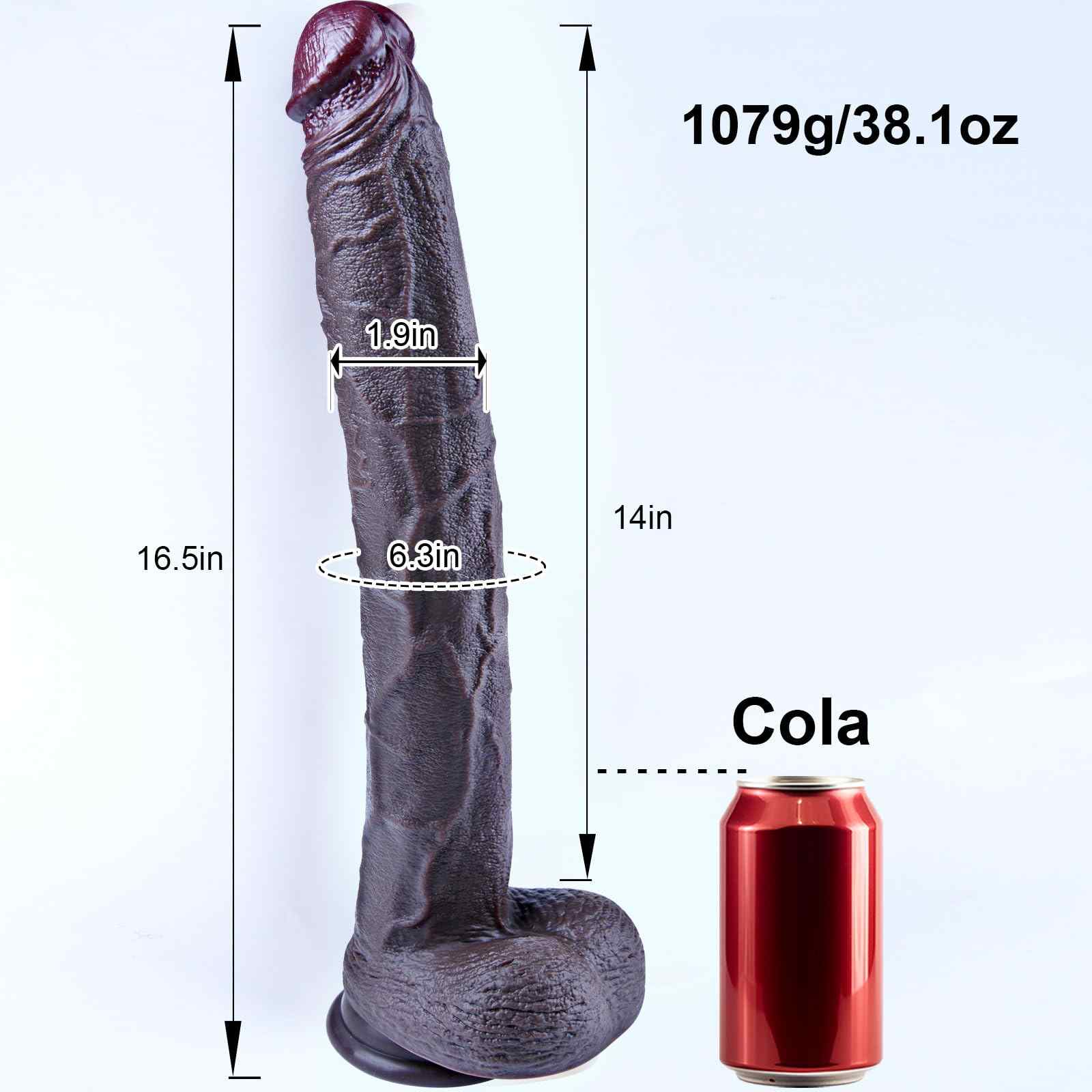 Andre 16.5" x 1.9" Extra-Long Black Dildo for Expert Players