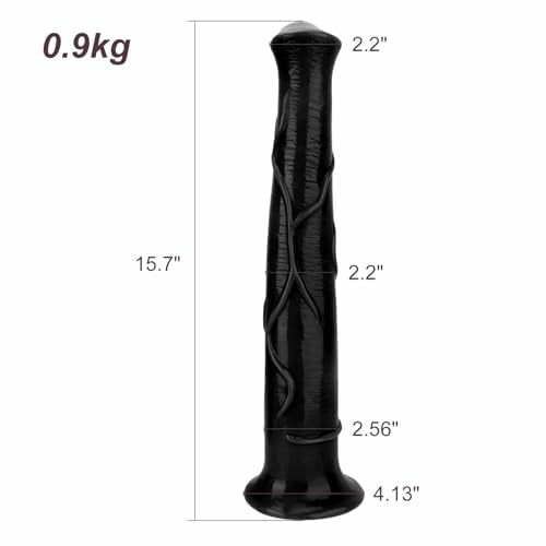 Atlas 15.7" x 2.5" Realistic Horse Dildo XXXL Long Black with Suction Base
