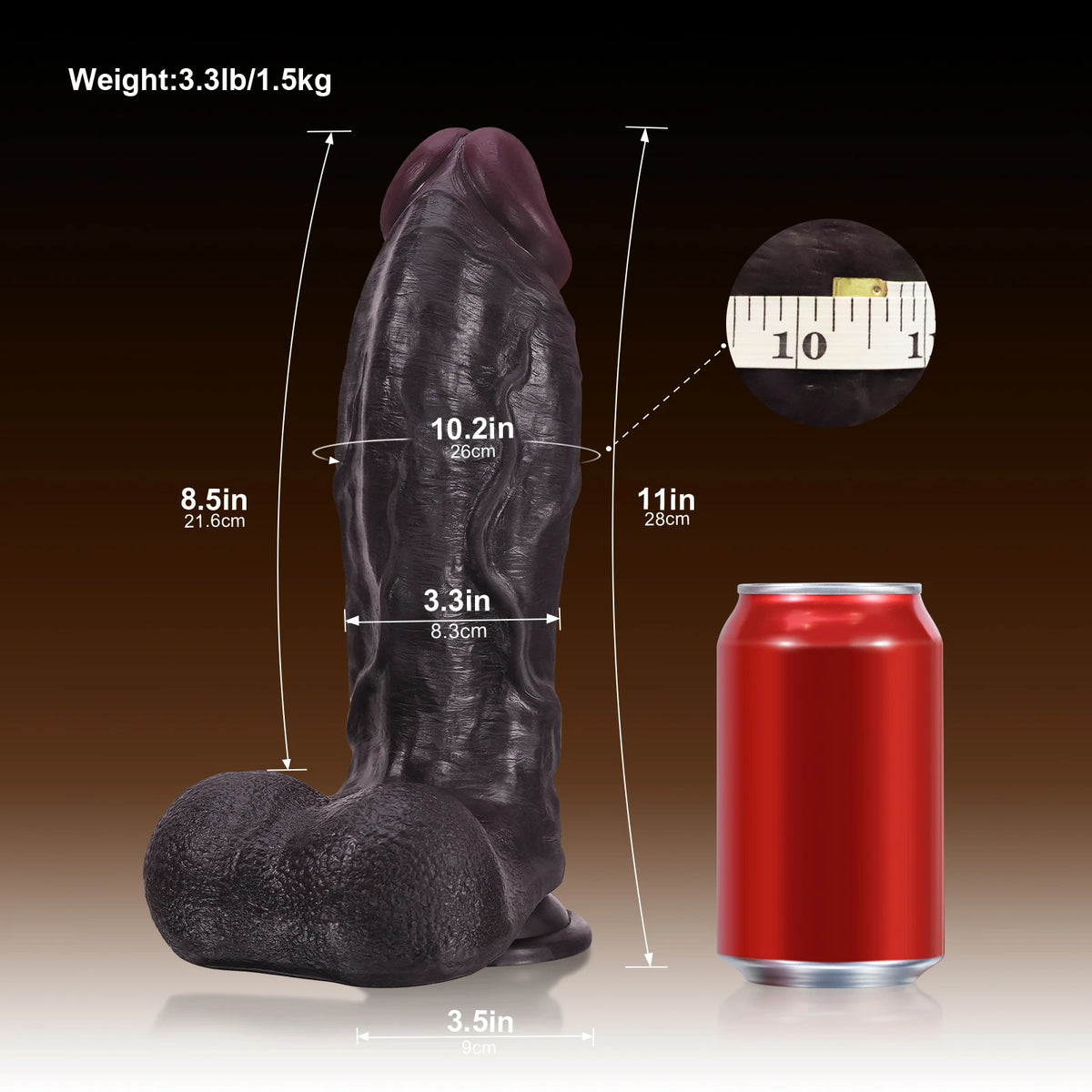 Austin 11" x 3.3" Extra-Thick Realistic BBC Dildo with Progressive Body