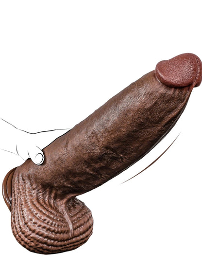 Trevon 15" x 4" Big Thick Black Dildo With Suction Cup