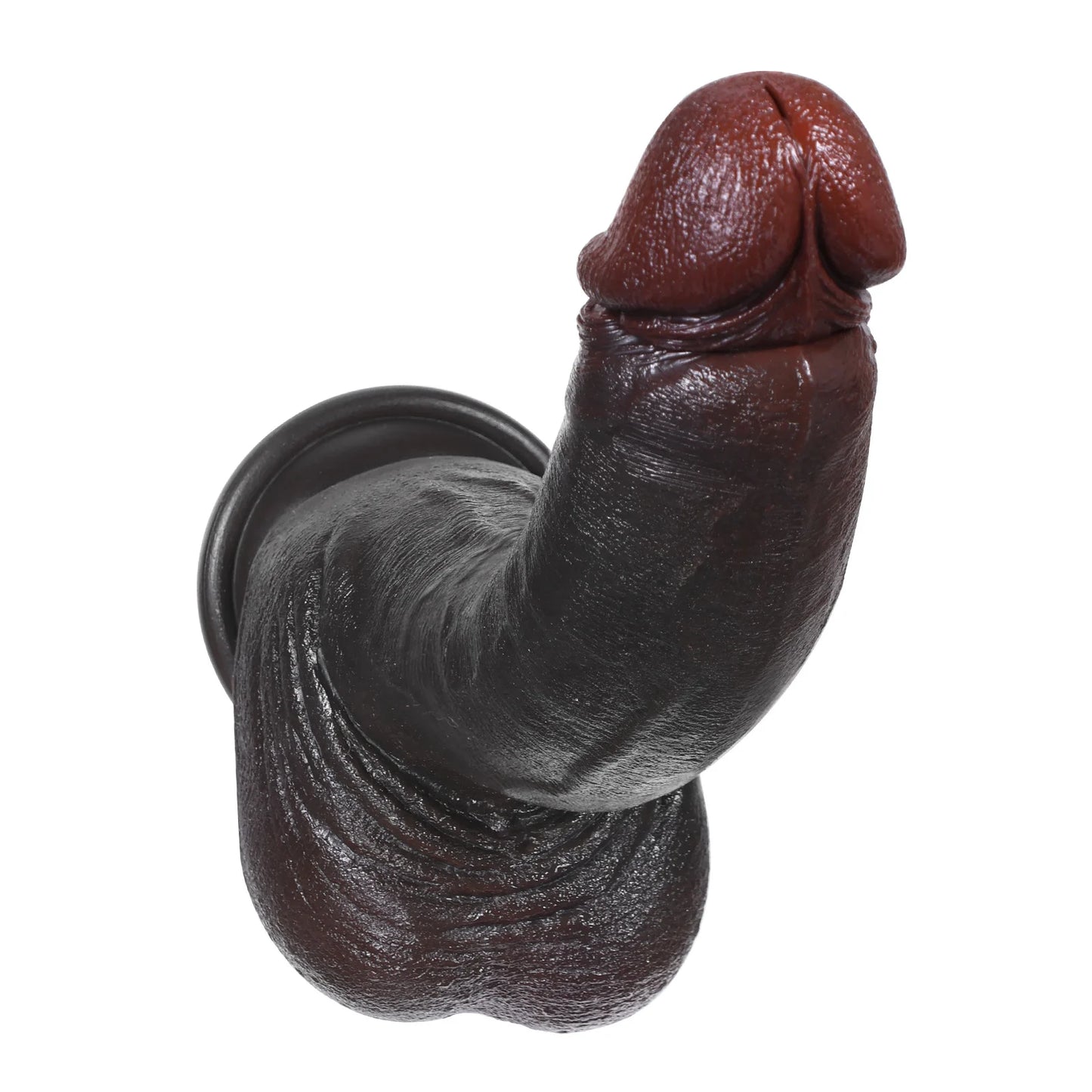 Brandon 9.5" x 1.8" Soft Realistic Black Dildo with Natural Skin Folds