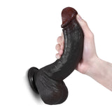 Brandon 9.5" x 1.8" Soft Realistic Black Dildo with Natural Skin Folds