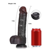 Brandon 9.5" x 1.8" Soft Realistic Black Dildo with Natural Skin Folds