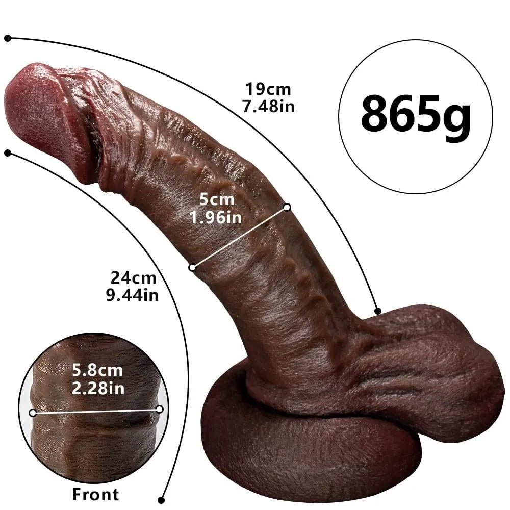 Burks 9" X 1.96" Black Soft Skin Big Thick Dildo