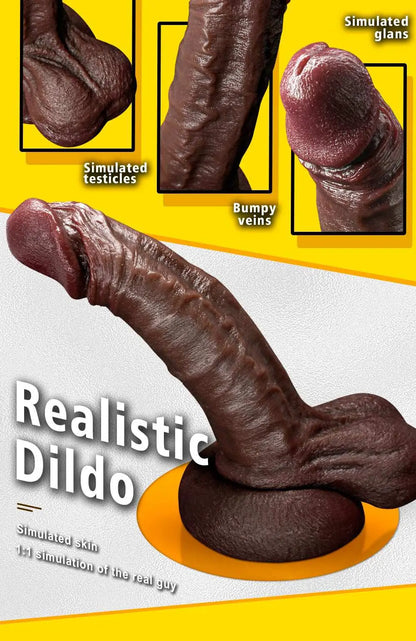 Burks 9" X 1.96" Black Soft Skin Big Thick Dildo