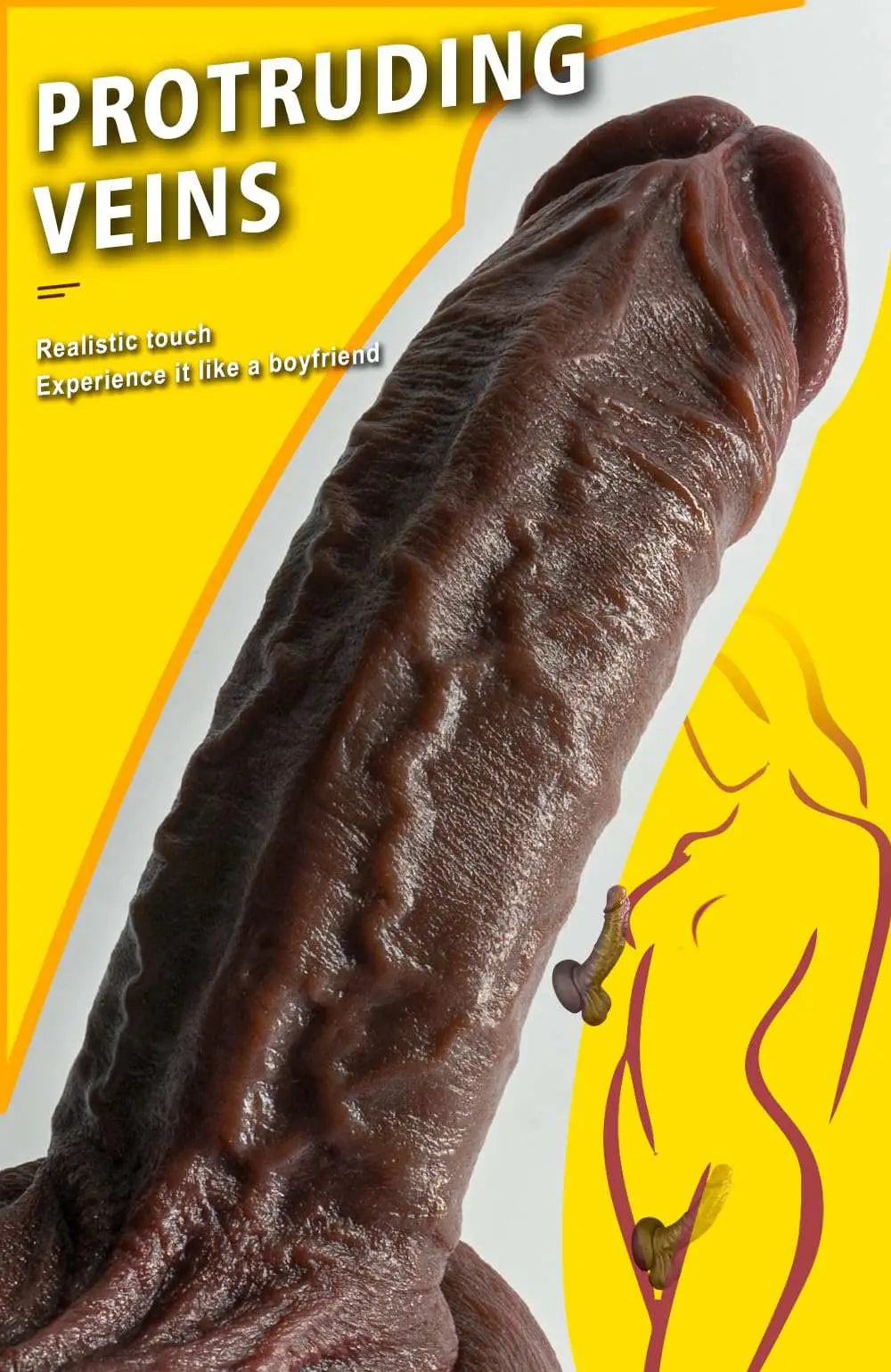 Burks 9.4" x 2" Realistic Black Dildo with Pronounced Veins