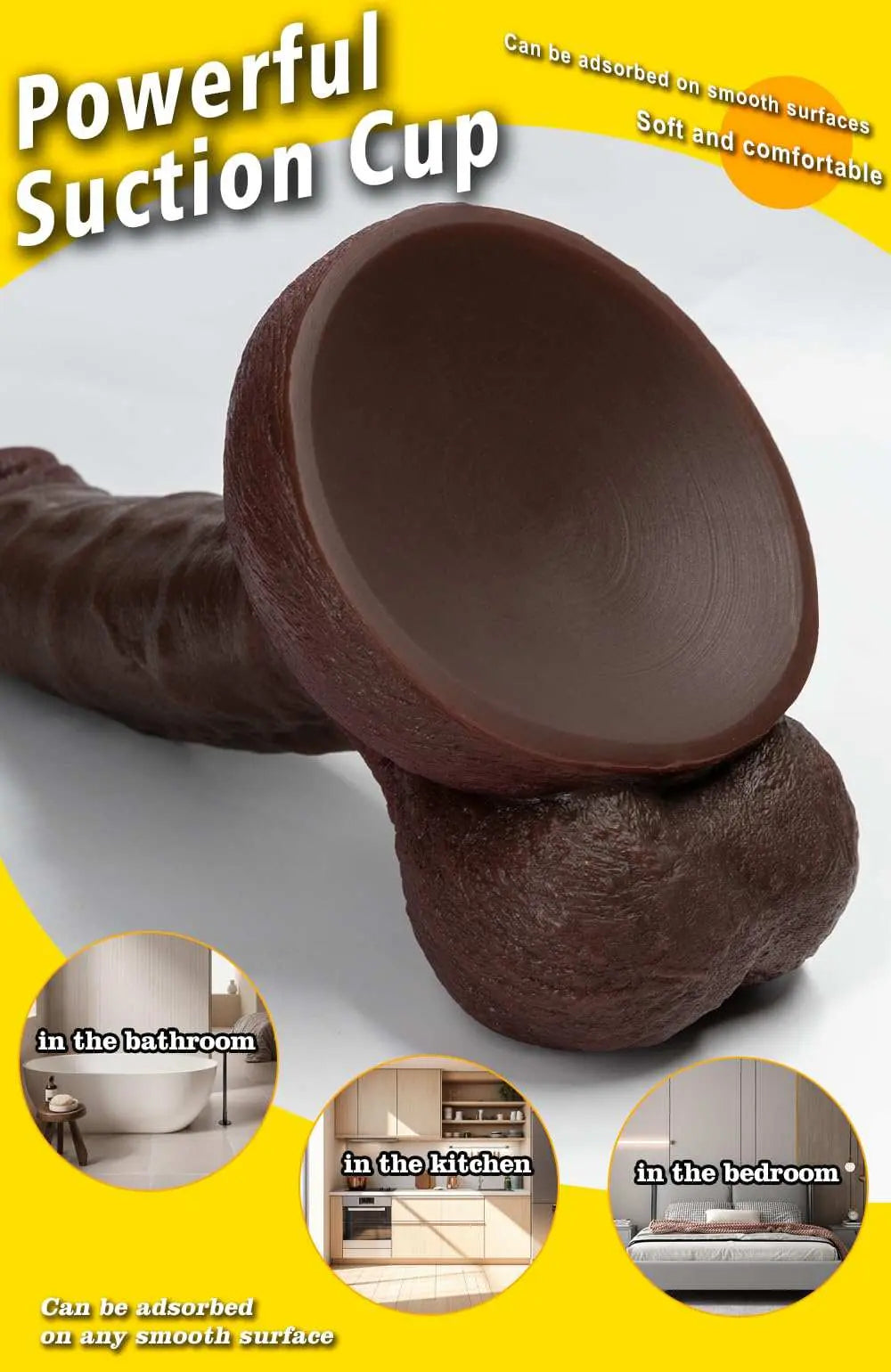 Burks 9" X 1.96" Black Soft Skin Big Thick Dildo