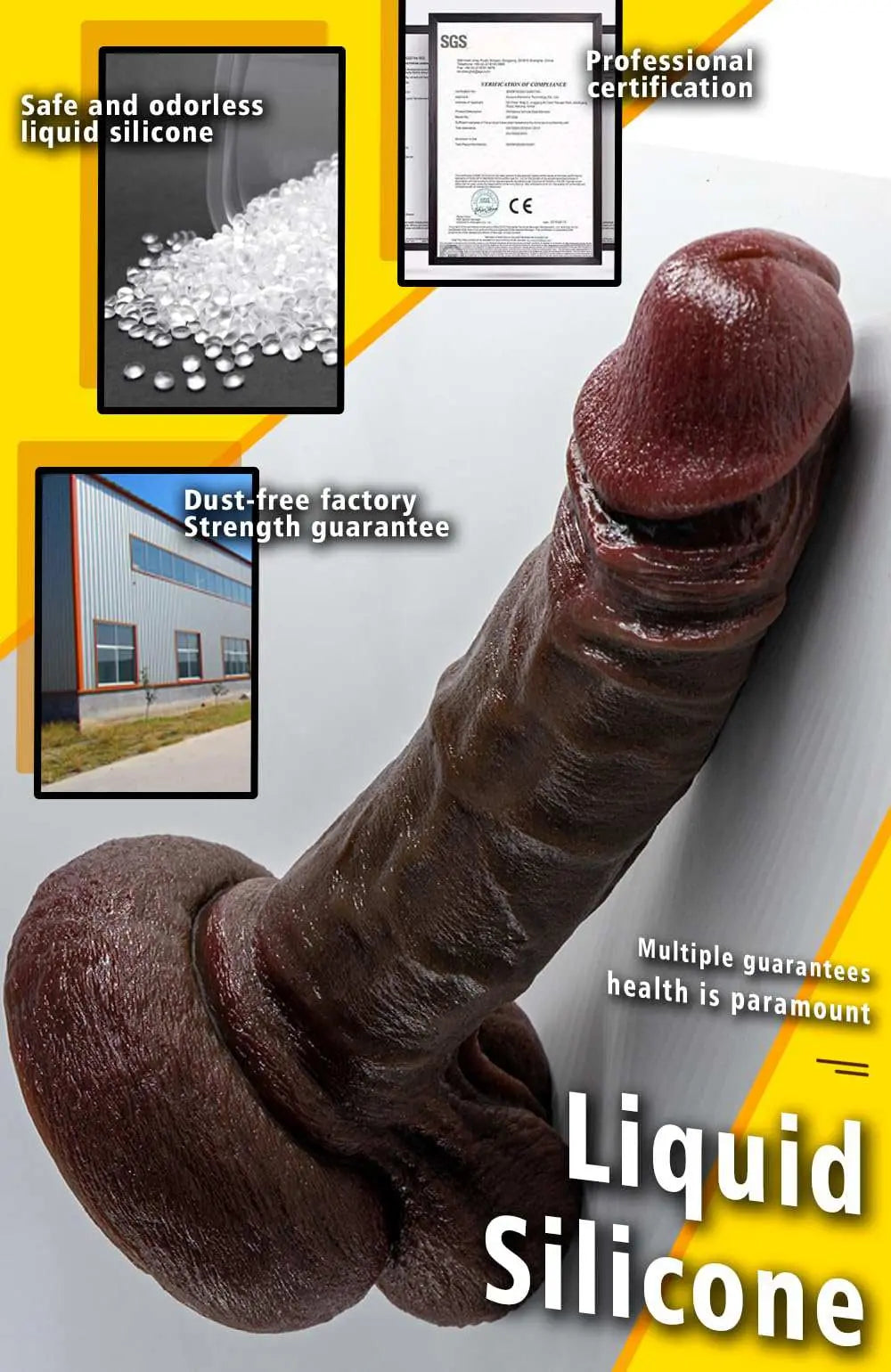 Burks 9" X 1.96" Black Soft Skin Big Thick Dildo