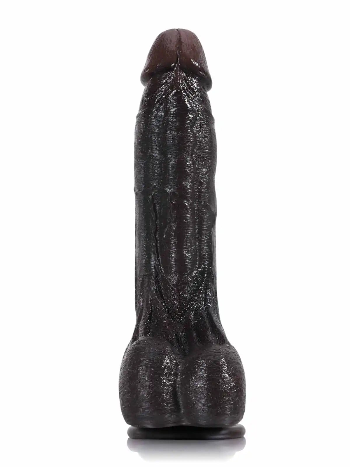 Canic 9.5 x 1.7 Large Black Bendable Dildo with Internal Spine & Squeezable Wrinkled Balls
