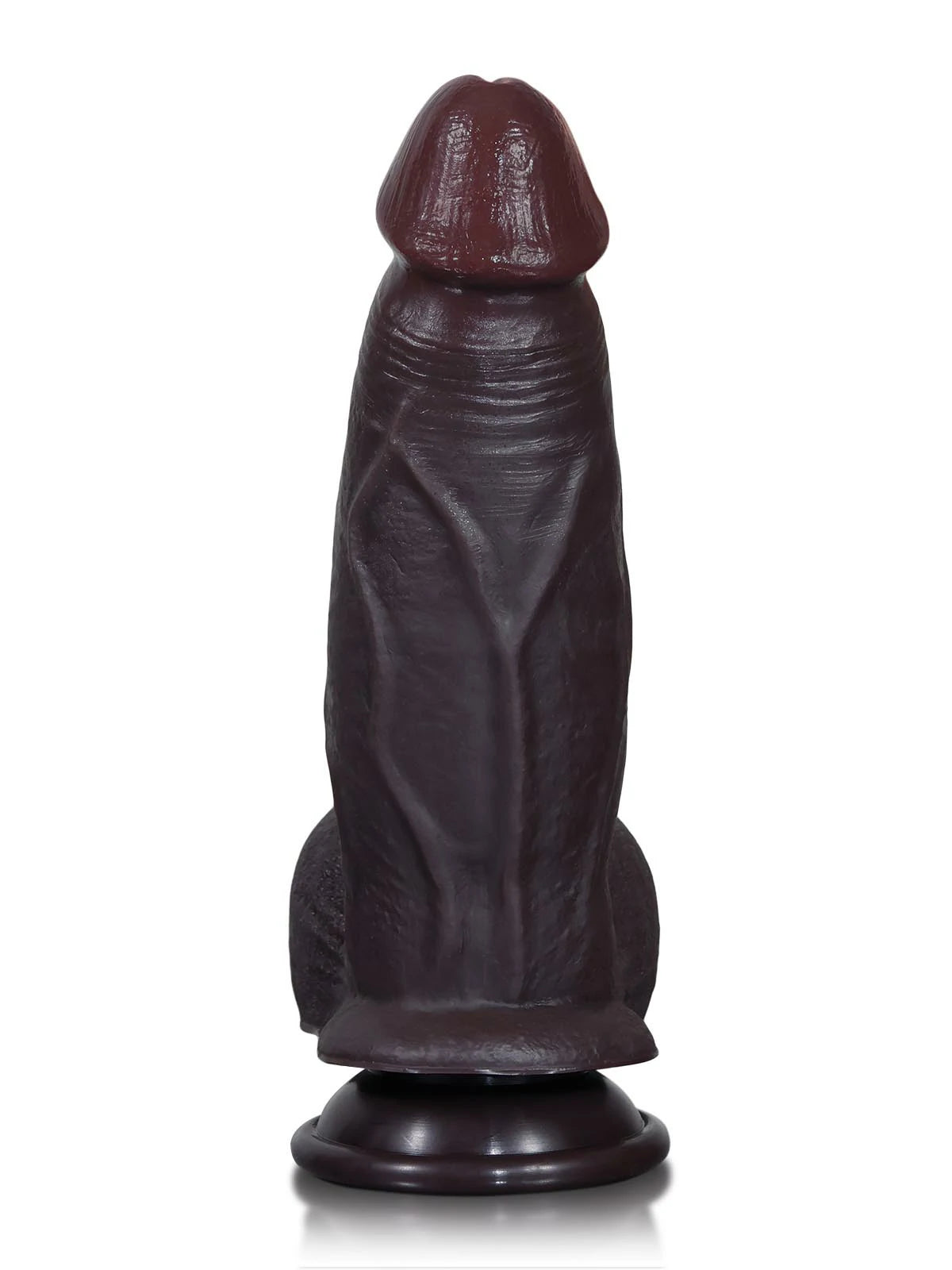 Cato 8" x 2" Compact Black Realistic Dildo with Sliding Skin & Pronounced Veins