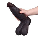 Cato 8" x 2" Sliding Skin Black Dildo with Movable Balls