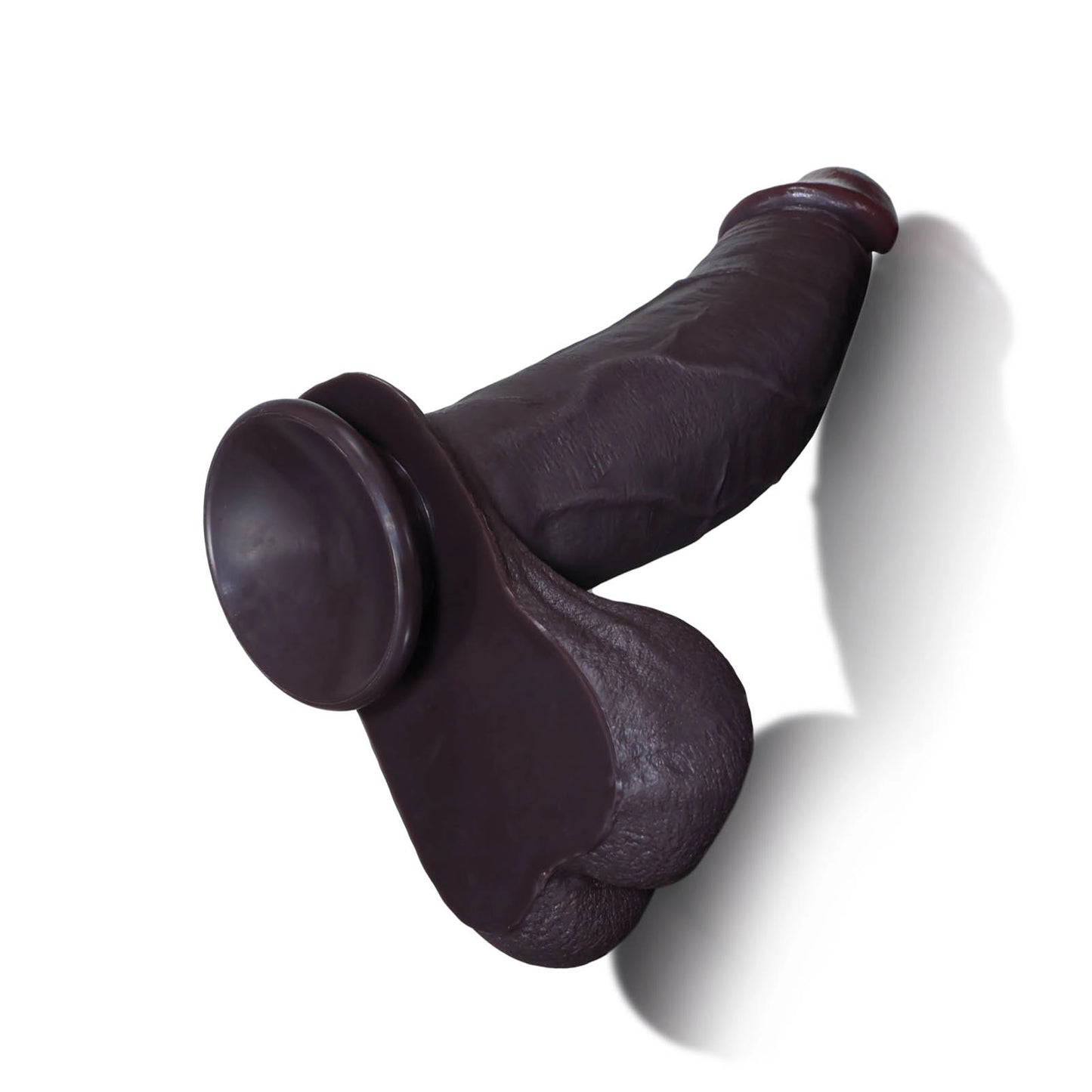 Cato 8" x 2" Sliding Skin Black Dildo with Movable Balls