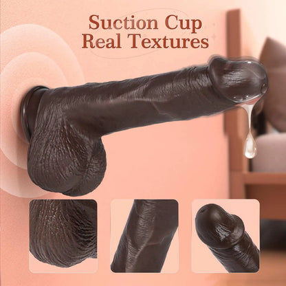 Cutler 8.3" x 1.78" Small Thrusting Vibrating Black Dildo, 3 Thrusting & 5 Vibration Modes