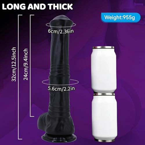 Cyprian 12.5" x 2.4" Huge Flexible Silicone Black Horse Dildo
