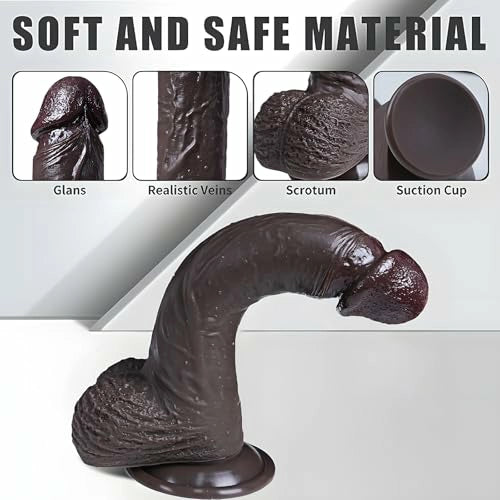 Cyrus 8.3" Realistic Squirting Black Dildo with Suction Base for Cum Play