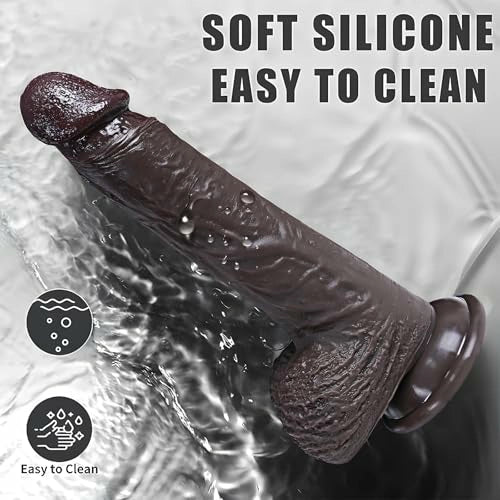 Cyrus 8.3" Realistic Squirting Black Dildo with Suction Base for Cum Play