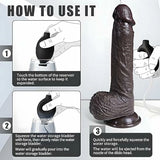 Cyrus 8.3" Realistic Squirting Black Dildo with Suction Base for Cum Play