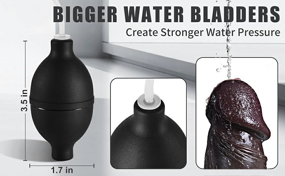 Cyrus 8.3" Realistic Squirting Black Dildo with Suction Base for Cum Play