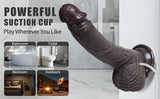 Cyrus 8.3" Realistic Squirting Black Dildo with Suction Base for Cum Play