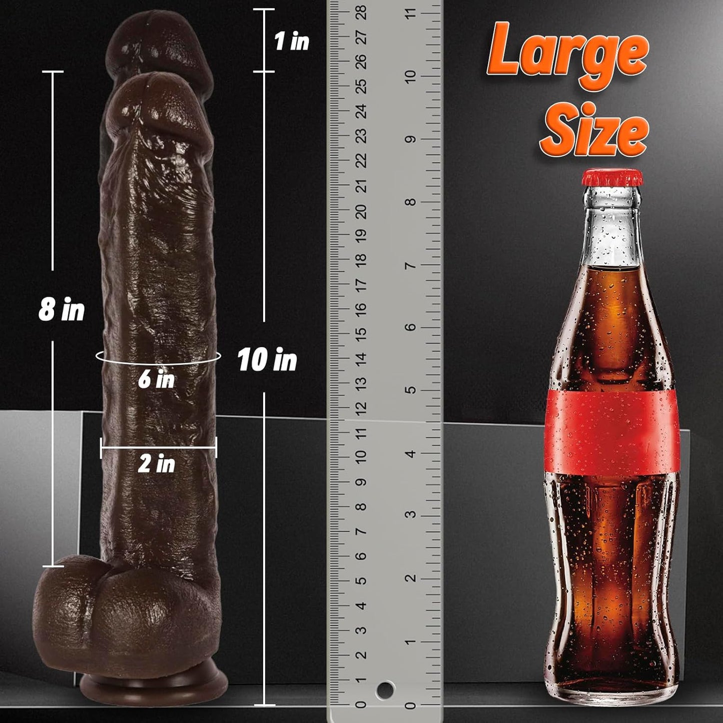 Danny 11" x 2" Heated Thrusting BBC Dildo with 7 Thrust + 3 Vibration Modes