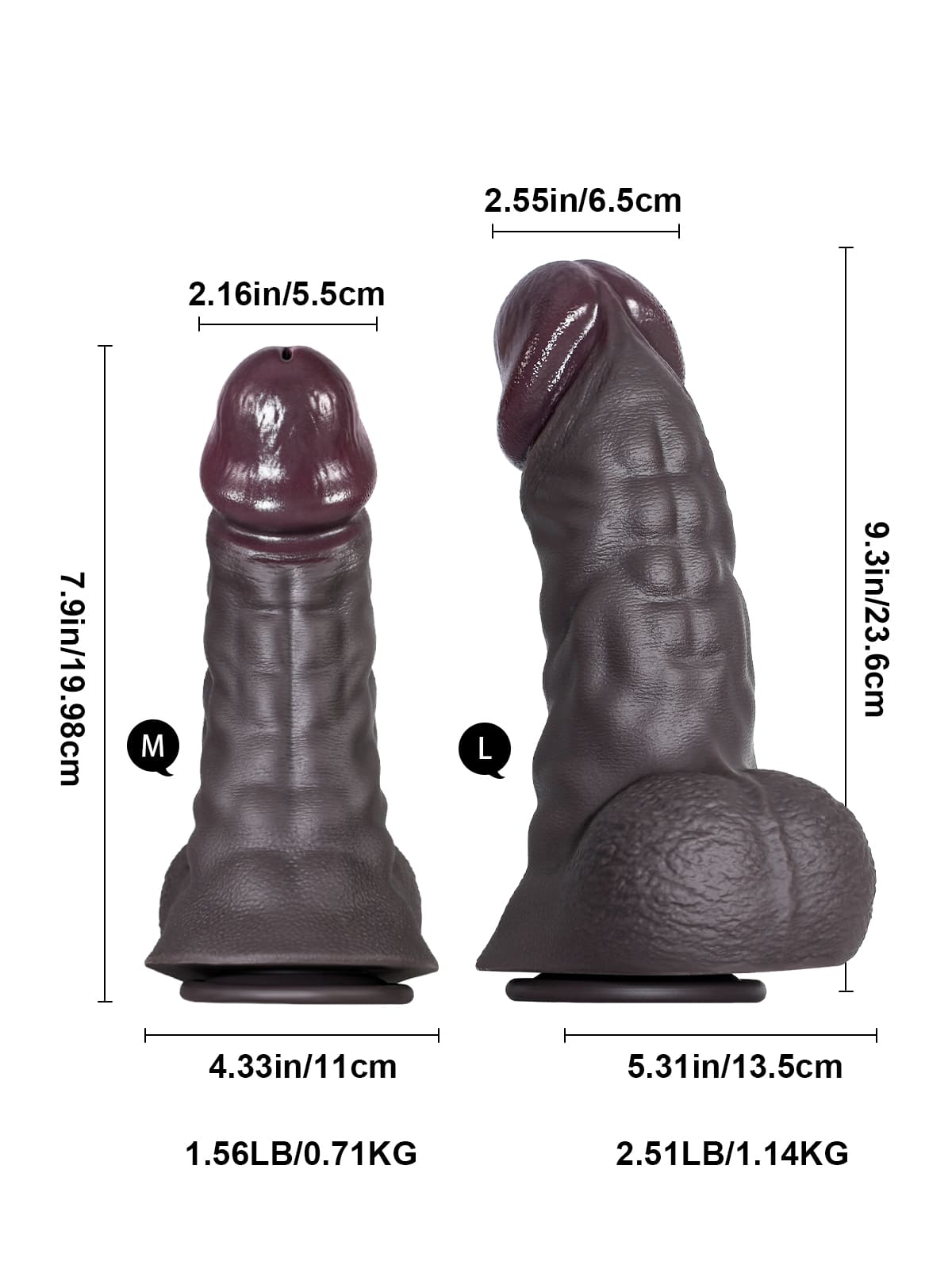 Silicone Dildo Black Darren 9.3" x 2.55" （Large)