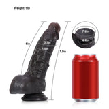 Dave 7.8" x 1.7" Textured Realistic Black Dildo for Beginners