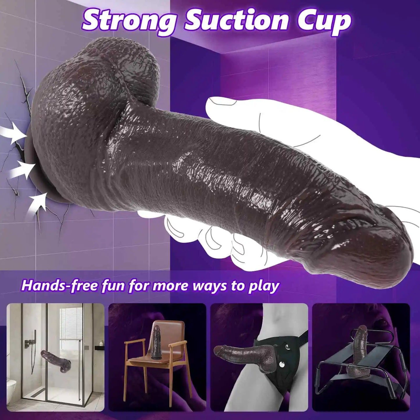 Dawn 8.3 x 2 Giant Black Heated Dildo with 7 Thrusting Forces and 10 Vibration Modes