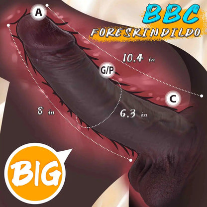 Brook 10.4" x 2" Large Sliding Skin BBC Dildo with Flexible, Bendable Core