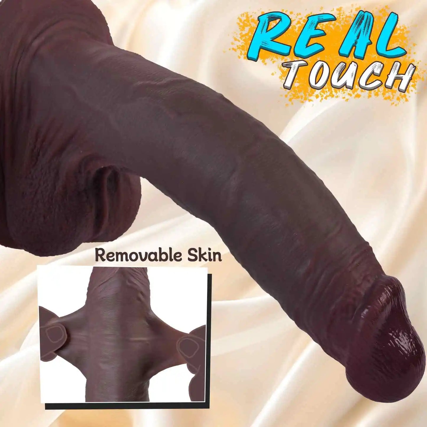 Brook 10.4" x 2" Large Sliding Skin BBC Dildo with Flexible, Bendable Core