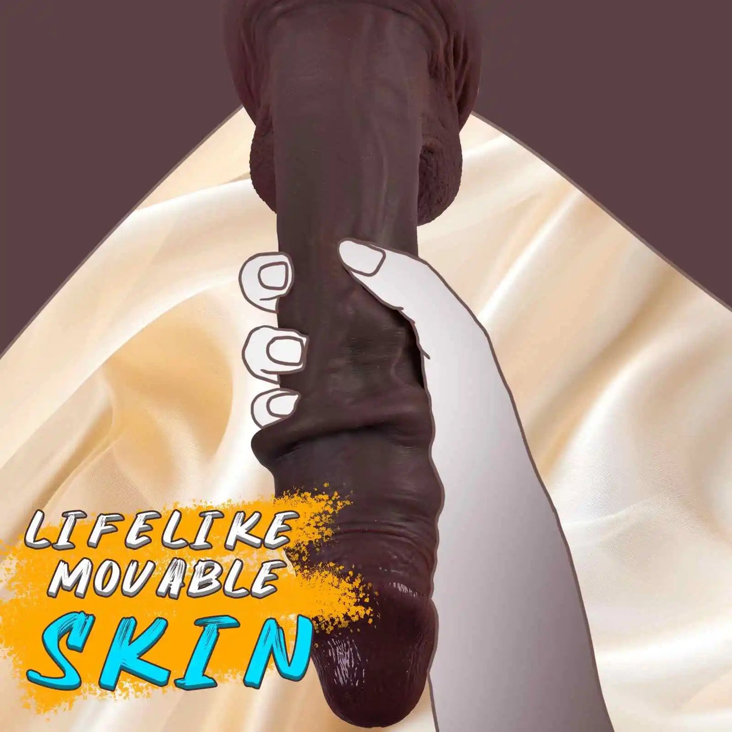 Brook 10.4" x 2" Large Sliding Skin BBC Dildo with Flexible, Bendable Core