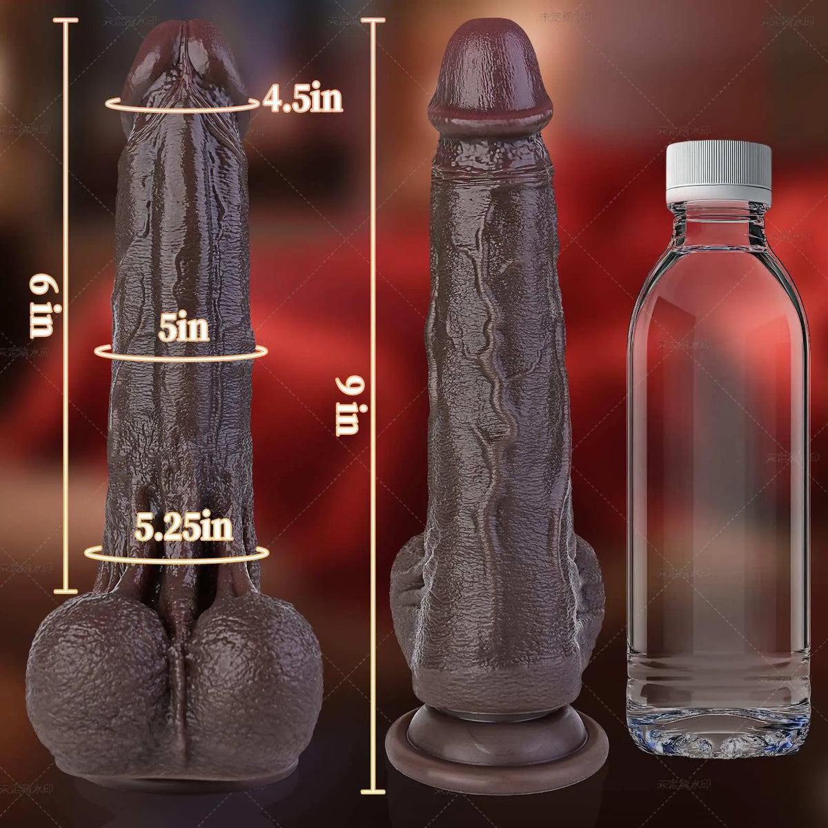 Dennis 9" x 1.6" Black Thrusting Dildo with 3 Thrusting & 7 Vibration Modes