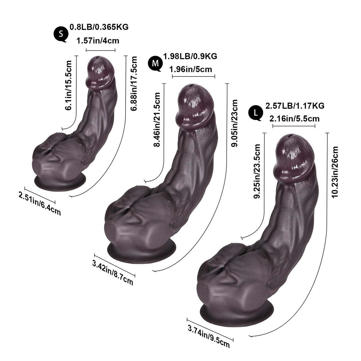 Dennis Large 10.2" x 2.2" Big Black Dildo with Sculpted Pecs