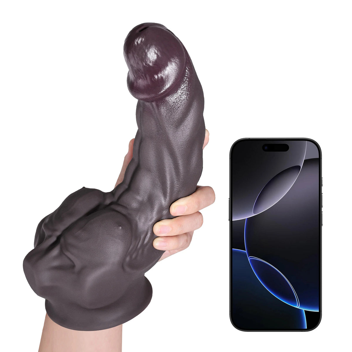 Dennis Large 10.2" x 2.2" Big Black Dildo with Sculpted Pecs