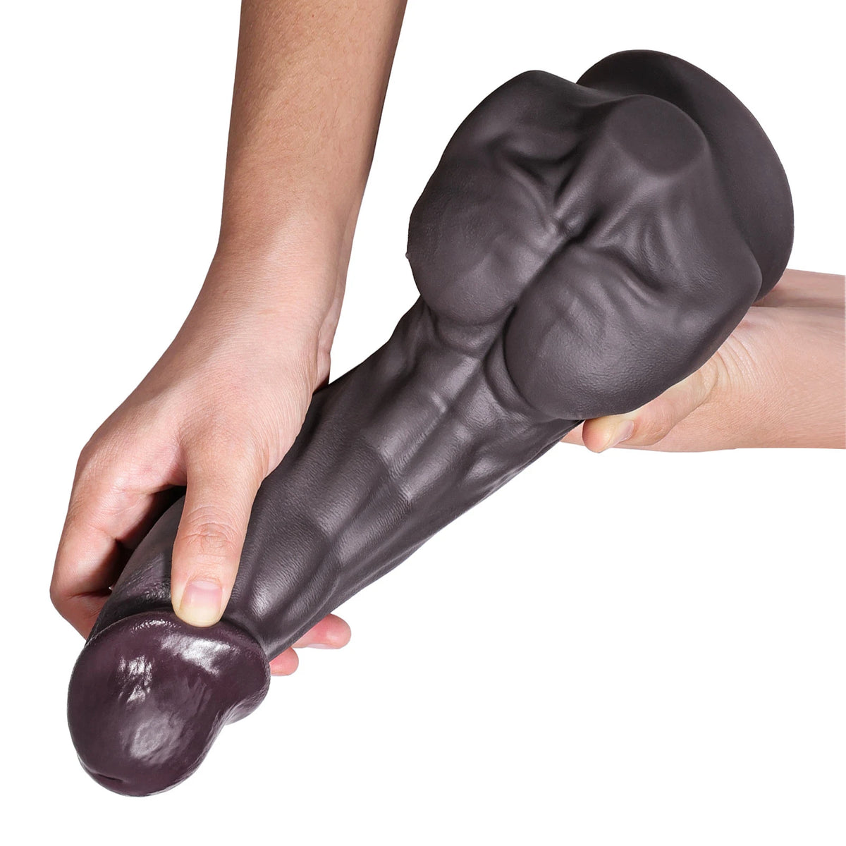 Dennis Large 10.2" x 2.2" Big Black Dildo with Sculpted Pecs